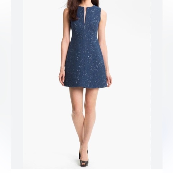 Diane Von Furstenberg Dresses & Skirts - [12] Diane Von Furstenberg Yvette Navy Painted Tweed A Line Shift Dress